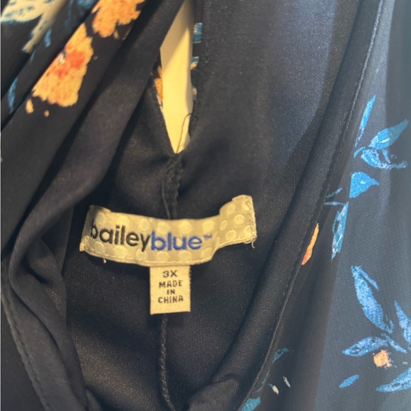 Bailey Blue 3X Navy Floral High-Low Maxi Dress Easter Formal Side Slits - Picture 6 of 6